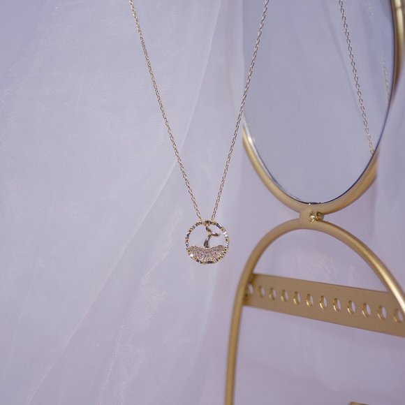 NEW 14K Gold Plated Diamond Mermaid Necklace a - Picture 6 of 11